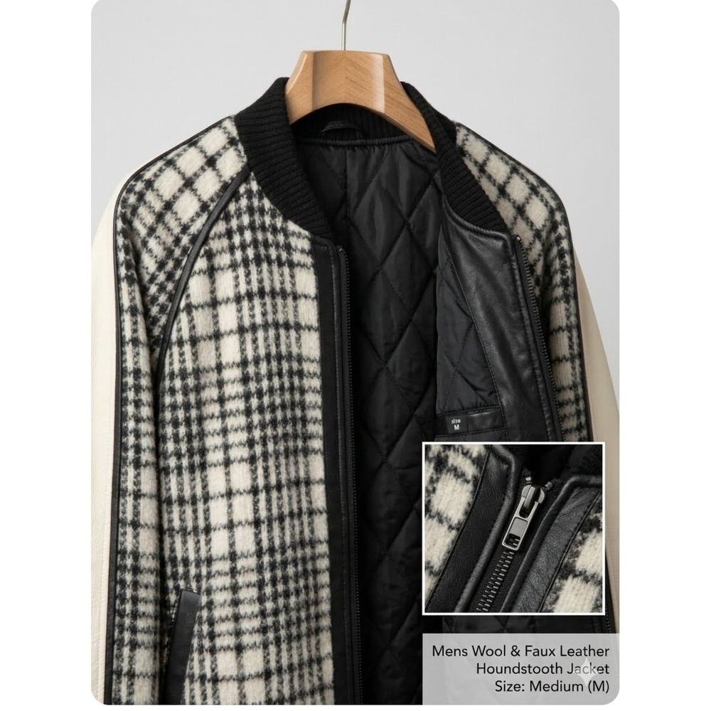 Kent Women's Black/White Plaid Zip Front Lined Quilted Short Jacket Size M